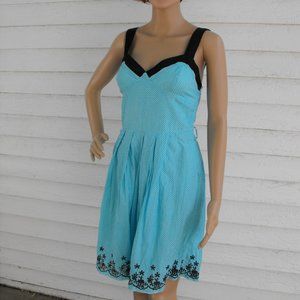 Aqua Blue Polka Dot Retro Summer Dress S XS